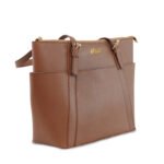 Premium 100% Genuine Leather Ladies Shoulder Tote Bag – Elegant Brown Handbag