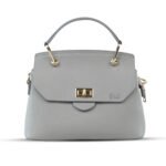 Premium 100% Genuine Leather Cream Top Handle Bag – Elegant Ladies Crossbody Handbag